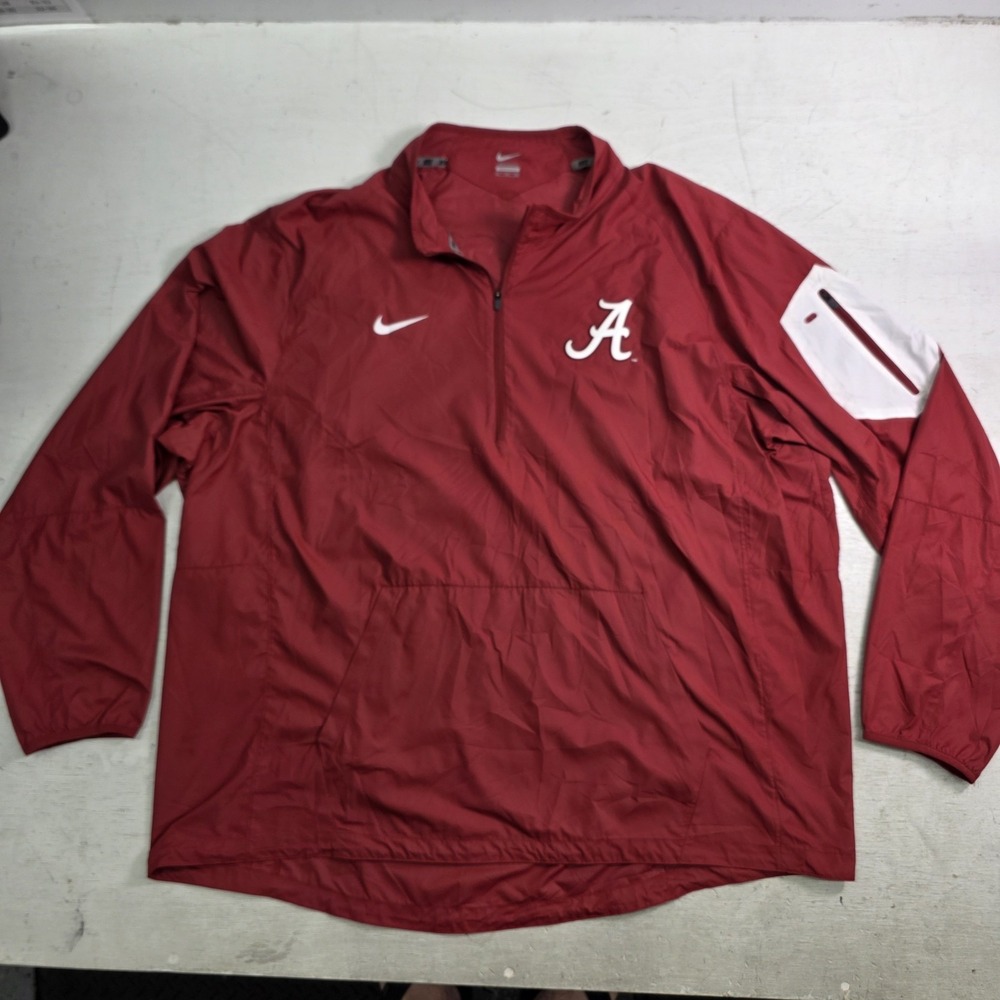 Nike Alabama Crimson Tide 1/4 Zip Pullover Windbreaker Jacket Mens 3XL Red EUC